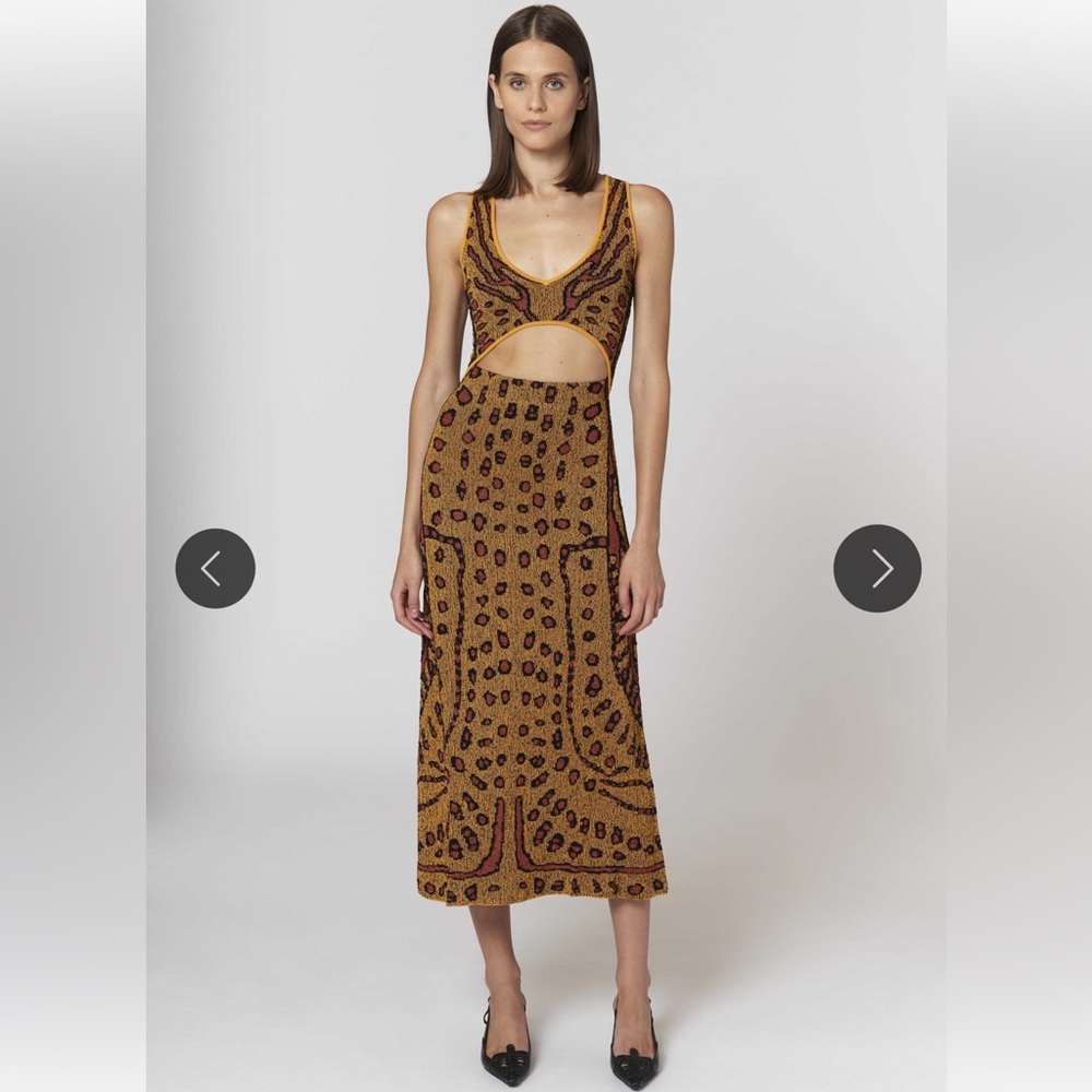 ALTUZARRA Hannah Knit Cutout Sleeveless Midi Dress / XS Orange Red